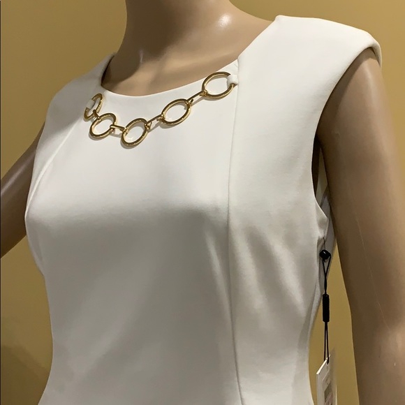 Calvin Klein ivory dress with gold hardware - Picture 3 of 9